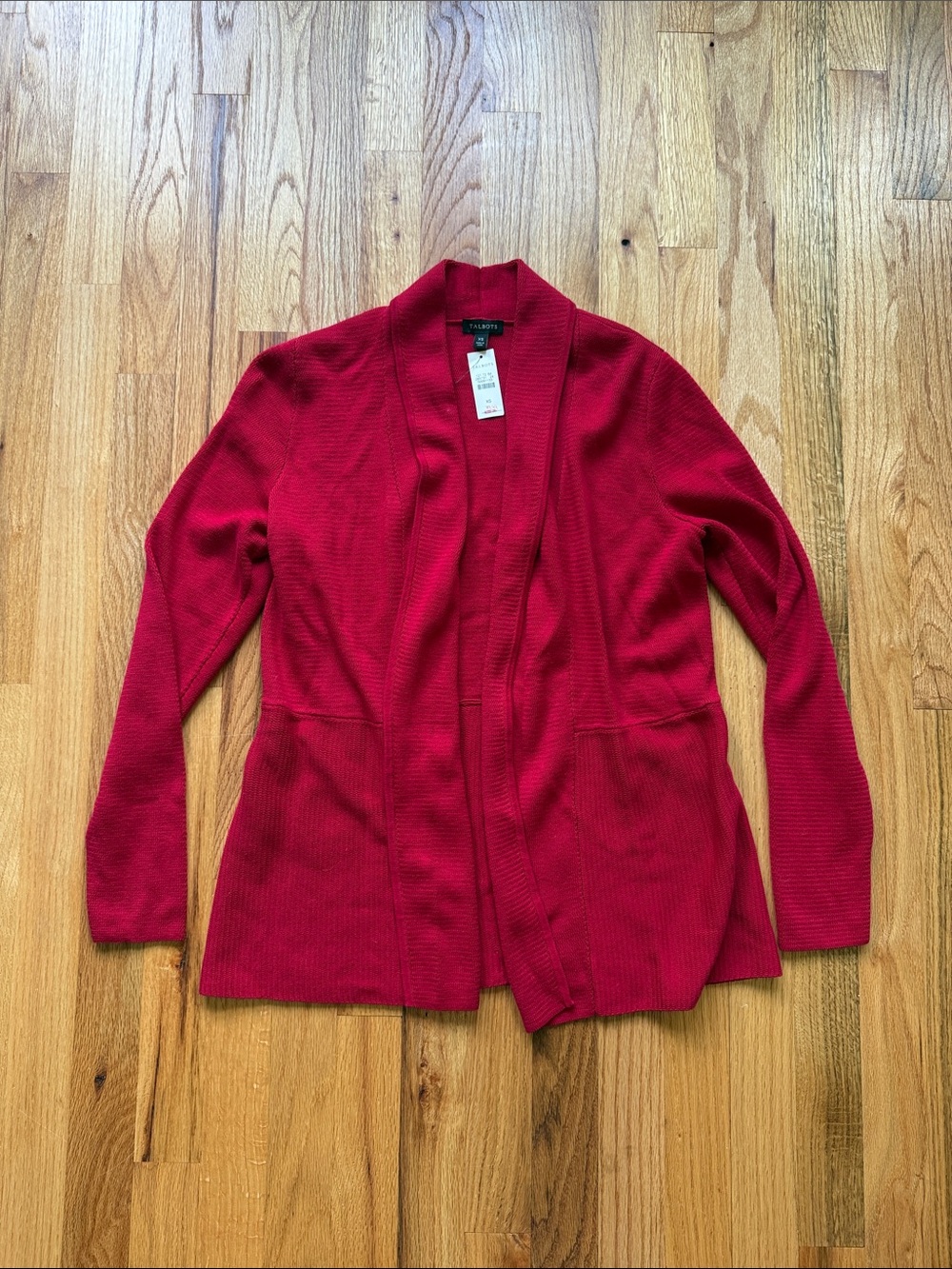 Talbots Red Open-Front Knit Cardigan brand new with tags